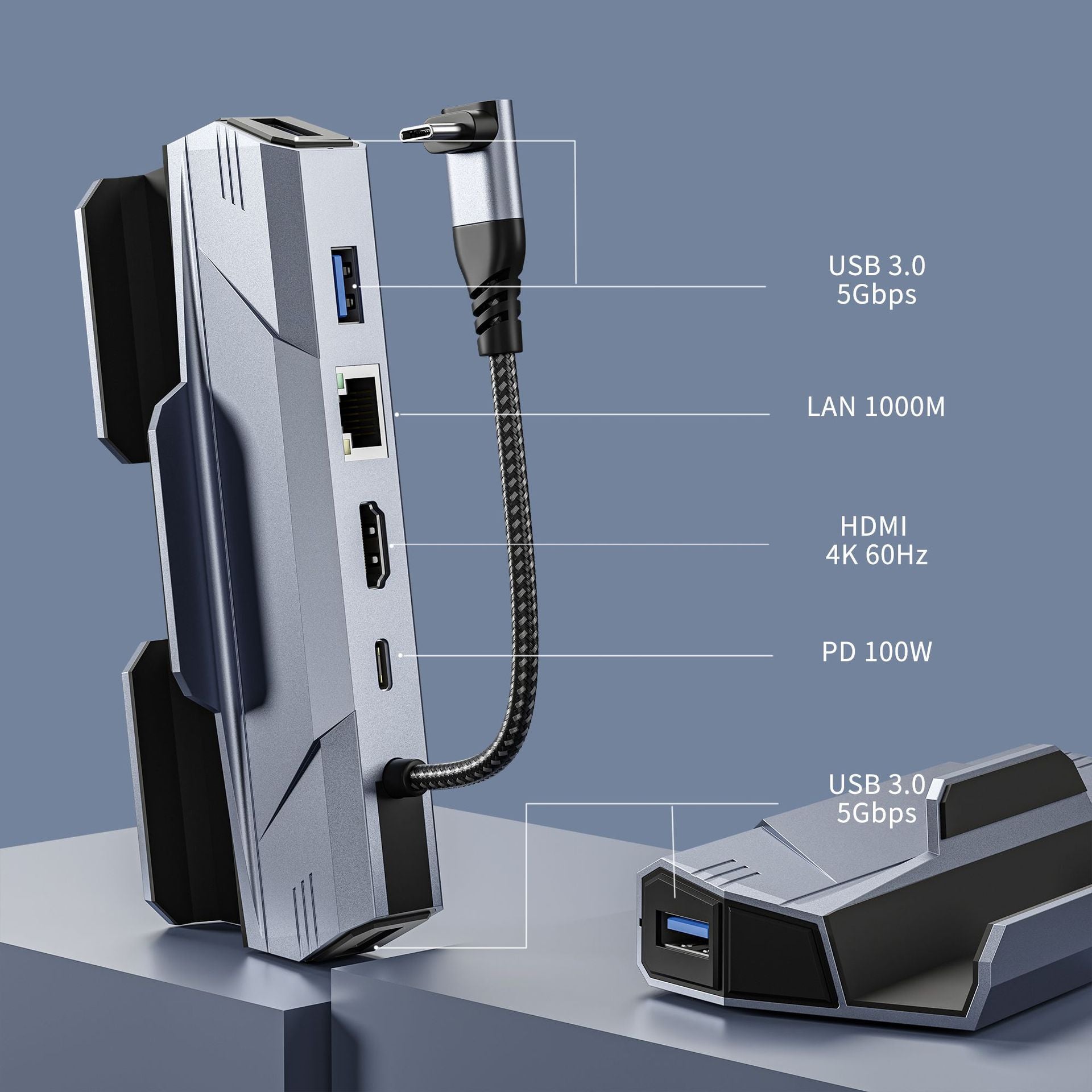 typec docking station steamdeck Nintendo video game base bracket PSP Gigabit 6 in1 expansion Dock 4K