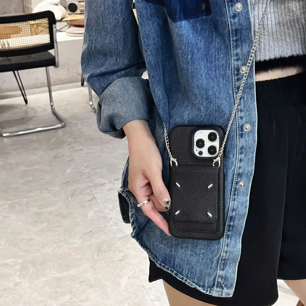 Applicable to Apple 16promax phone case crossbody embroidery iphone15 coin purse card 15promax shell