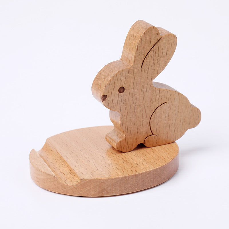 Solid wood flat panel support binge-watching watching TV cute creative mobile phone holder desktop phone holder wholesale engraved logo
