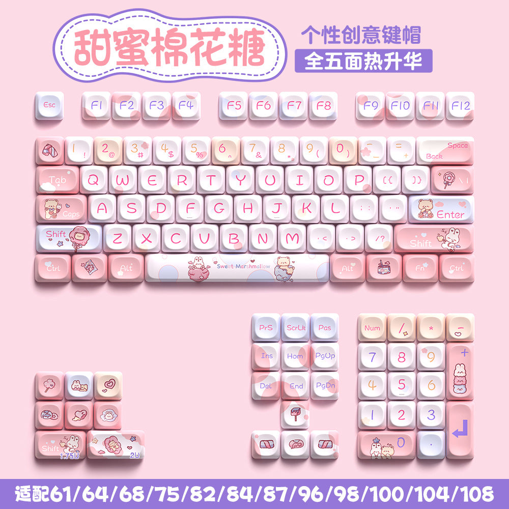 112 key cute unique keycap full five-sided PBT sublimation customized mechanical keyboard cap 68/75/84/98