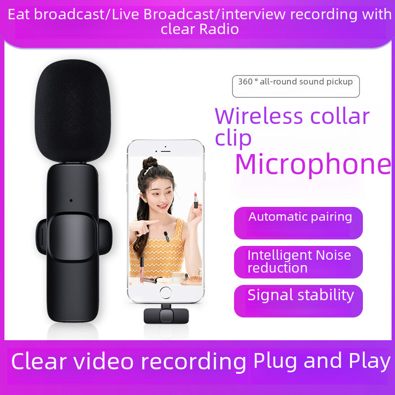K1 wireless lavalier microphone mobile live streaming equipment New collar clip wireless mini microphone outdoor live broadcast