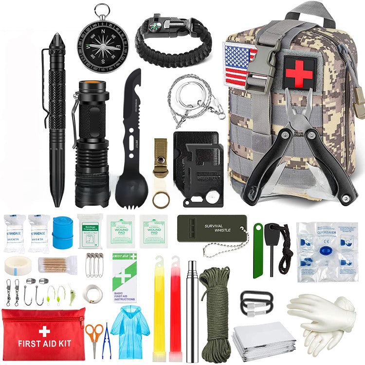 Outdoor camping camping multi-function tool Amazon wild survival equipment self-defense travel supplies suit