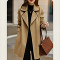 2023 autumn and winter New Fashion loose profile warm handmade lace-up high-end woolen coat mid-length coat female fashion