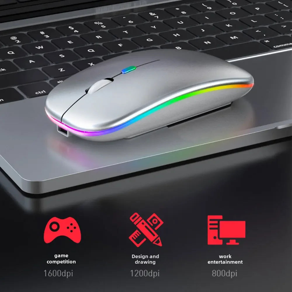 New ultra-thin Rechargeable Wireless Bluetooth mouse 2.4G dual-mode mobile phone computer tablet mute colorful direct sales