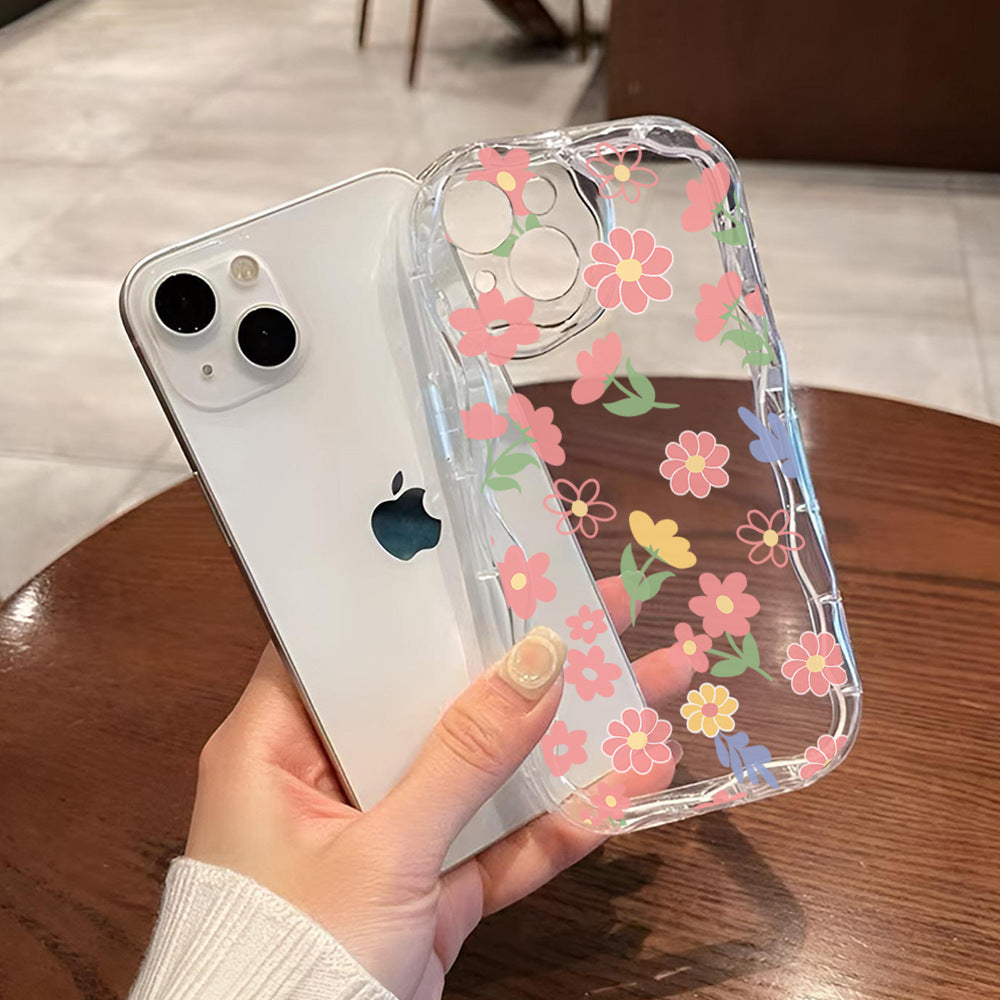 Phone case iPhone13 Apple 15pm fresh 14pro flower 12 transparent all-inclusive 11 mobile phone protective case
