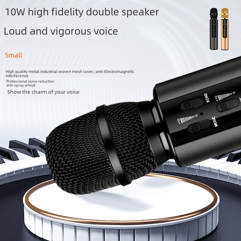 Cross-border microphone wireless capacitor dual speaker portable Bluetooth microphone home singing audio microphone integrated