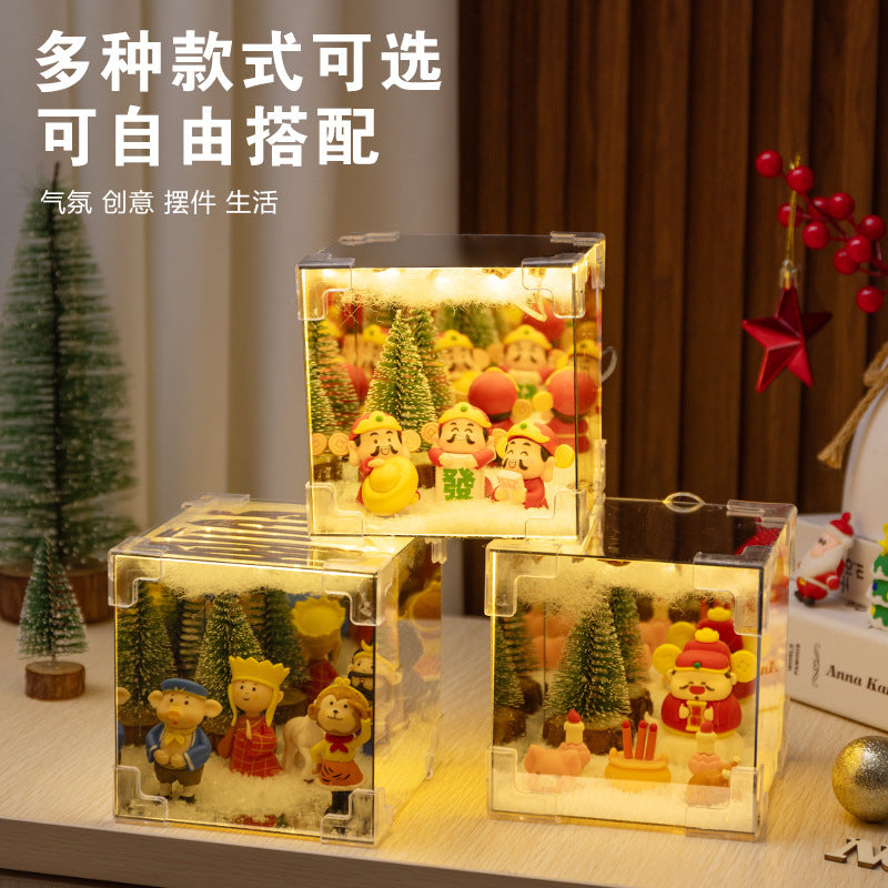 Christmas Cube small night lamp DIY cube Tulip small night lamp DIY handmade cube mirror cartoon cube mirror