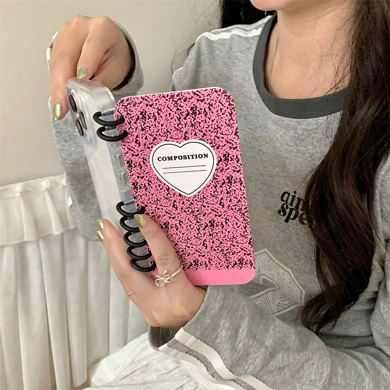 Creative heart notebook Apple 11/12 applicable iPhone13/14PROMAX phone case 15/16PRO set