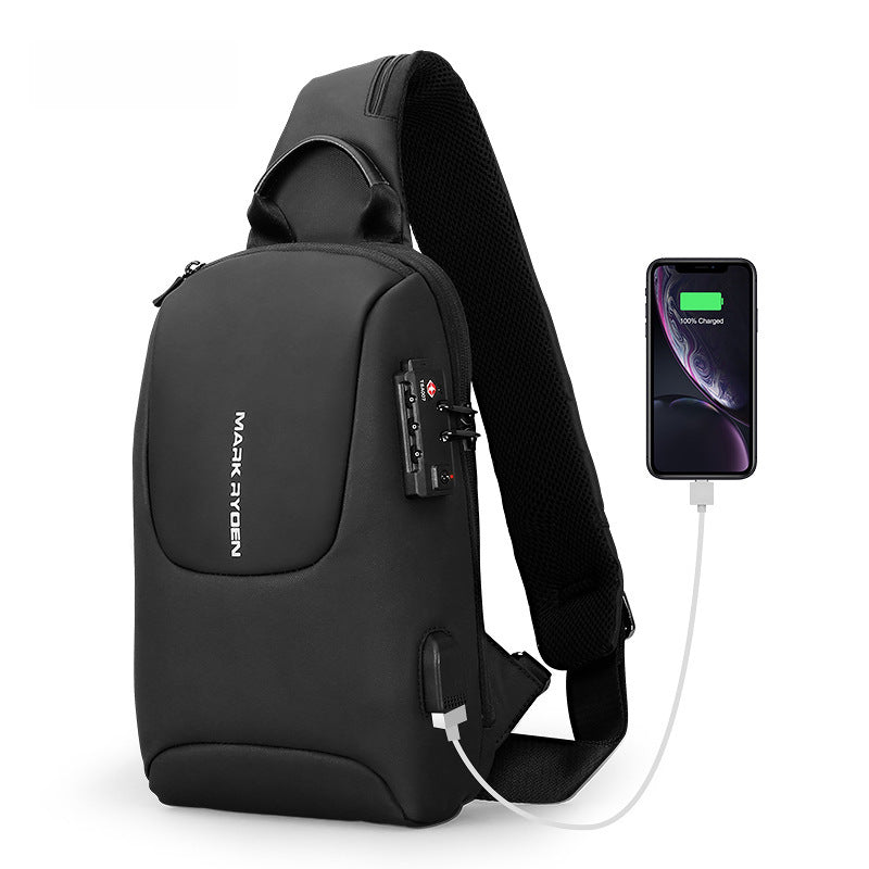 Marco Ledon TSA anti-theft shoulder bag usb rechargeable men's chest bag cross-border Oxford cloth business commute messenger bag