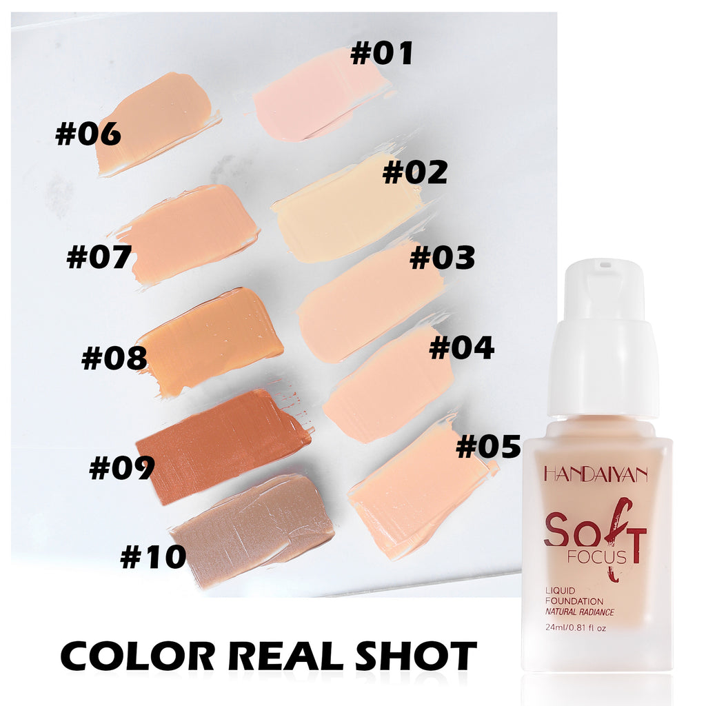 Cross-border liquid foundation concealer long lasting smear-proof makeup non-dry leather not stuck foundation cream handaiyan European and American liquid foundation
