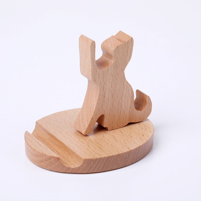 Solid wood flat panel support binge-watching watching TV cute creative mobile phone holder desktop phone holder wholesale engraved logo
