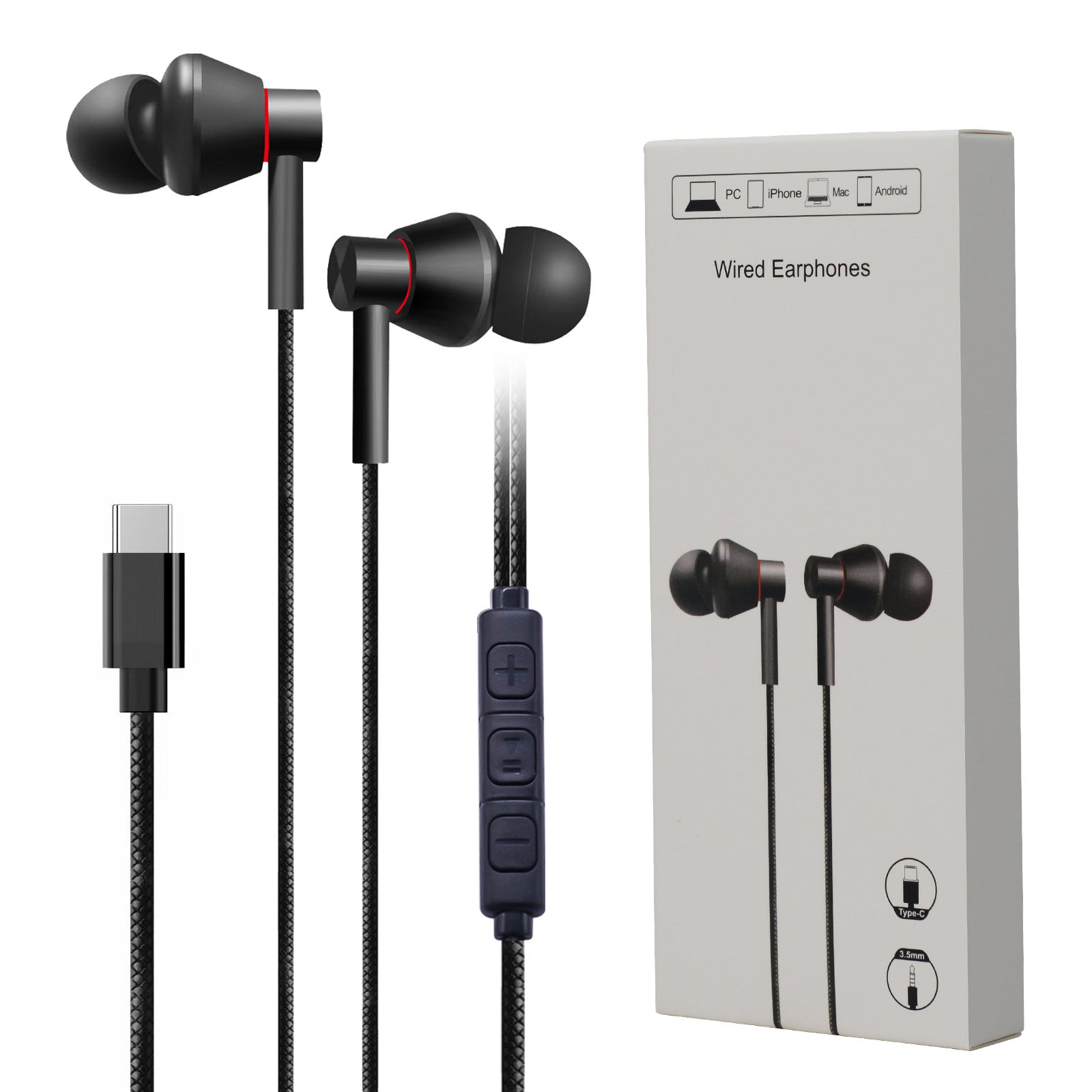 Applicable to Apple 15promax mobile phone Huawei Samsung USB-C headset listening to songs with controller audio type-c headset
