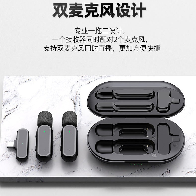 K61 wireless lavalier microphone with charging compartment long-distance clear Radio One to One wireless mini microphone