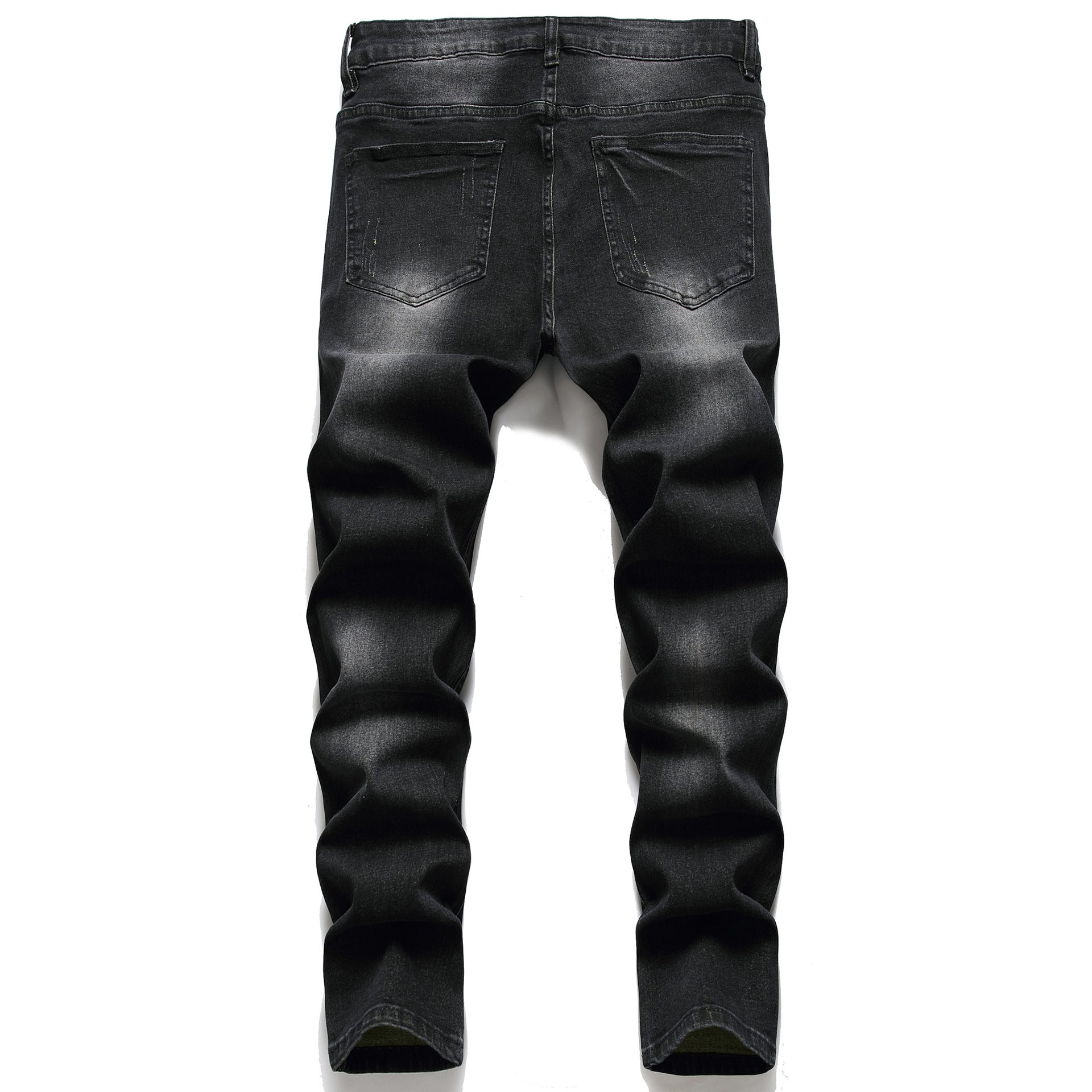 Black jeans 2025 new ripped jeans micro elastic slim fit skinny men's jeans factory delivery