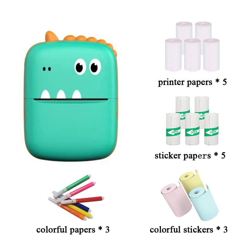 New cross-border A8 little dinosaur mini convenient printer ink-free printing Bluetooth connection thermal printer wholesale