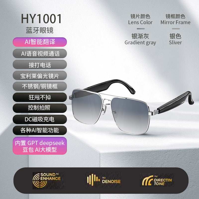 AI Smart Sunglasses – Real-Time Translation, Bluetooth & Music