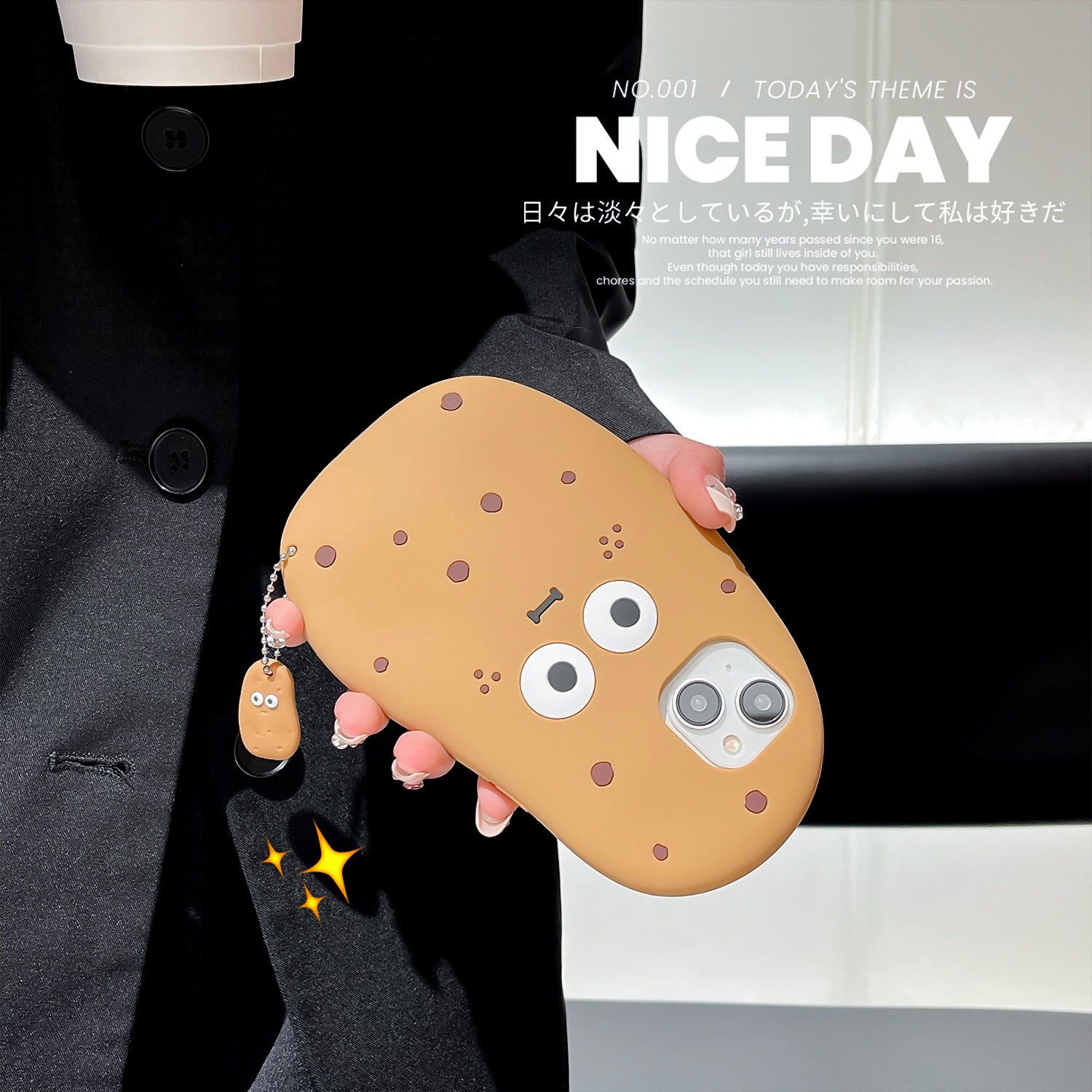 Cute potato expression suitable for iphone15pro phone case 14pm silicone 13p soft case 12promax pendant