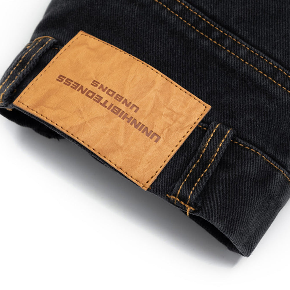 Unique design stand collar denim cotton jacket coat men's deconstruction stitching winter cotton padded detachable liner cotton-padded coat