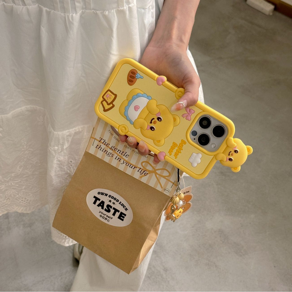 Suitable for Apple 16promax lying butter bear phone case iPhone15/14/13/12pro fun shell