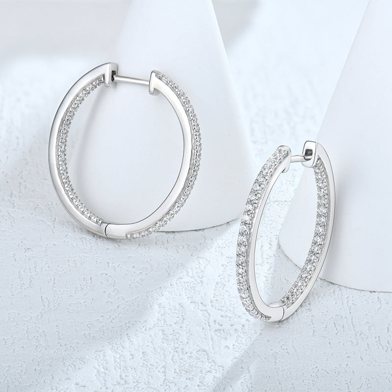 Earrings 925 sterling silver zircon eardrops earrings women's all-match light luxury foreign trade cross-border jewelry silver accessories processing