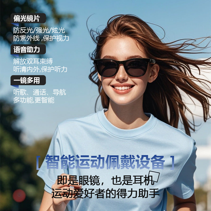 Cross-border Bluetooth glasses smart glasses driving music audio sunglasses set of glasses replaceable optical lens polarized sunglasses