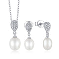 s925 sterling silver jewelry set earrings stud earrings inlaid zircon pearl necklace pendant foreign trade cross-border silver accessories processing