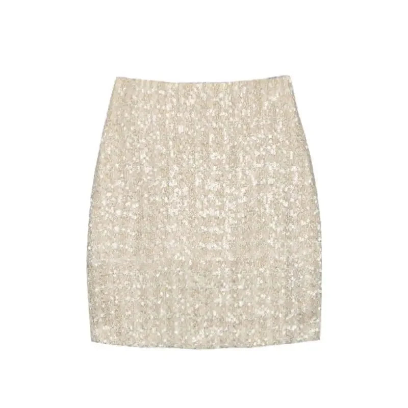 Chanel's style skirt women's tweed skirt sequined package hip skirt spring and autumn A- line skirt high waist skirt