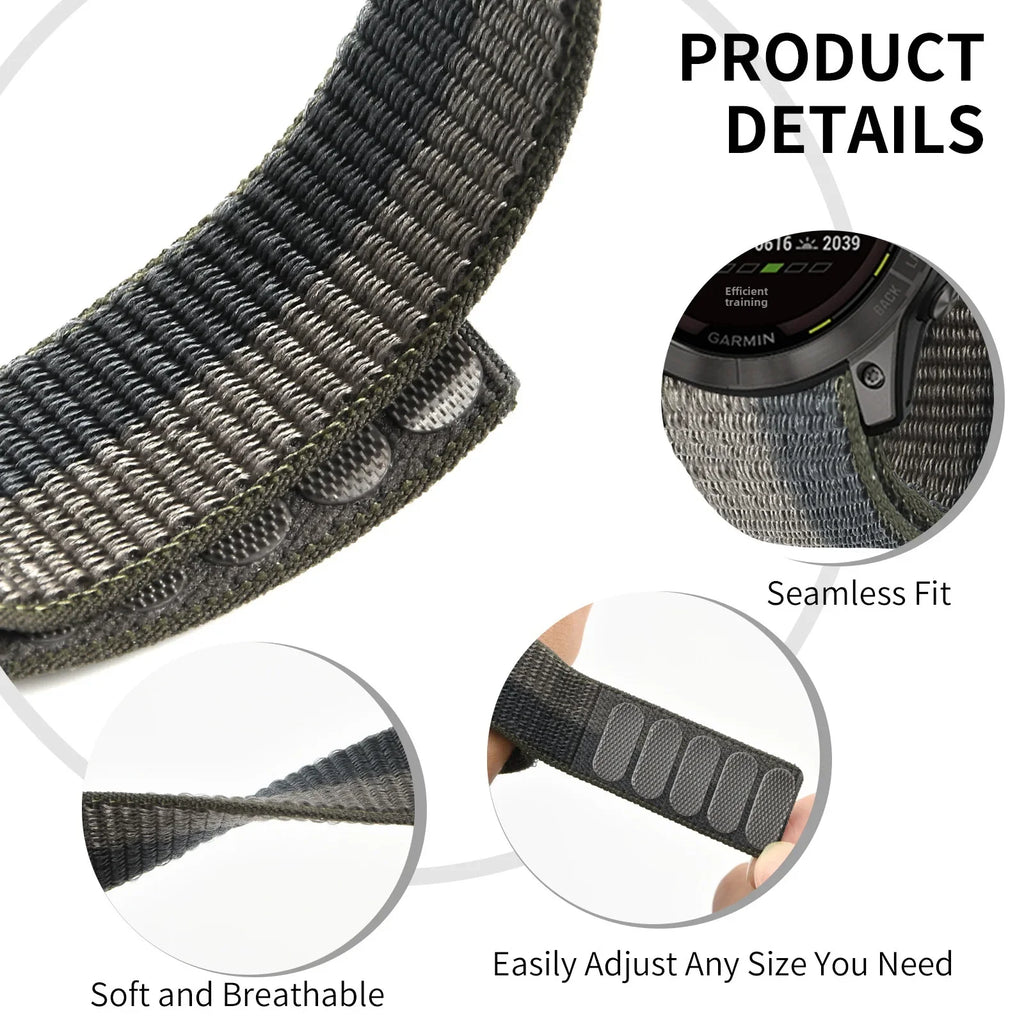 26mm/22mm suitable for Jiaming Fenix 7X Pro/6X 5X945 Velcro strap integrated loop wristband