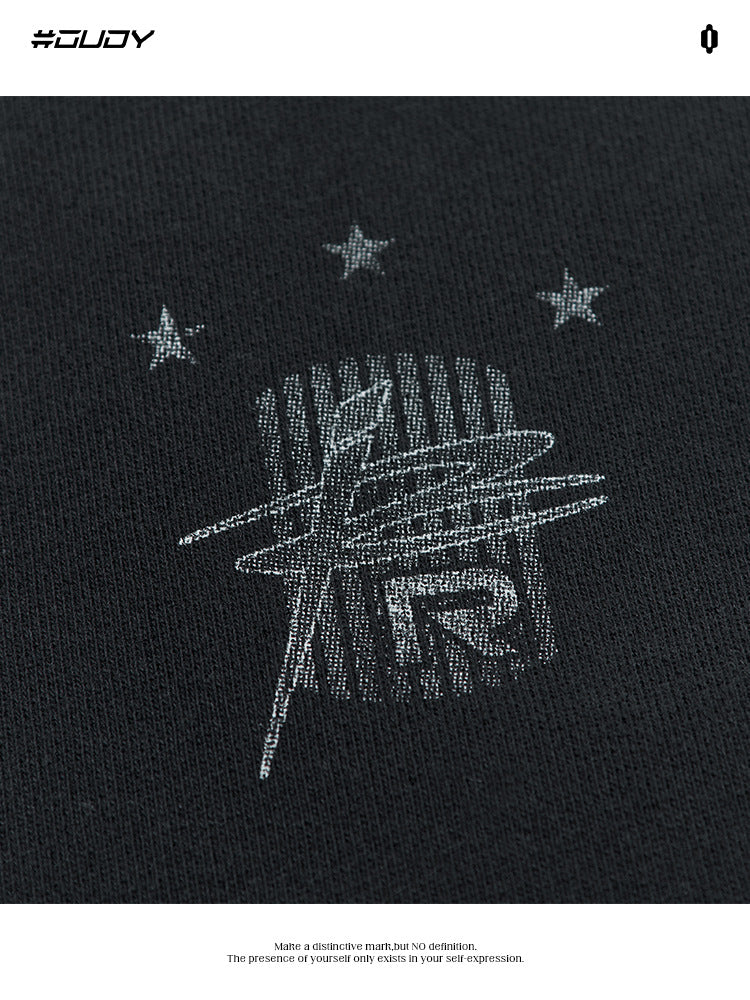 # OVDY 330g combed cotton fleece sweater American simple autumn and winter fleece-lined thickened trendy men's small v-neck sweatshirt