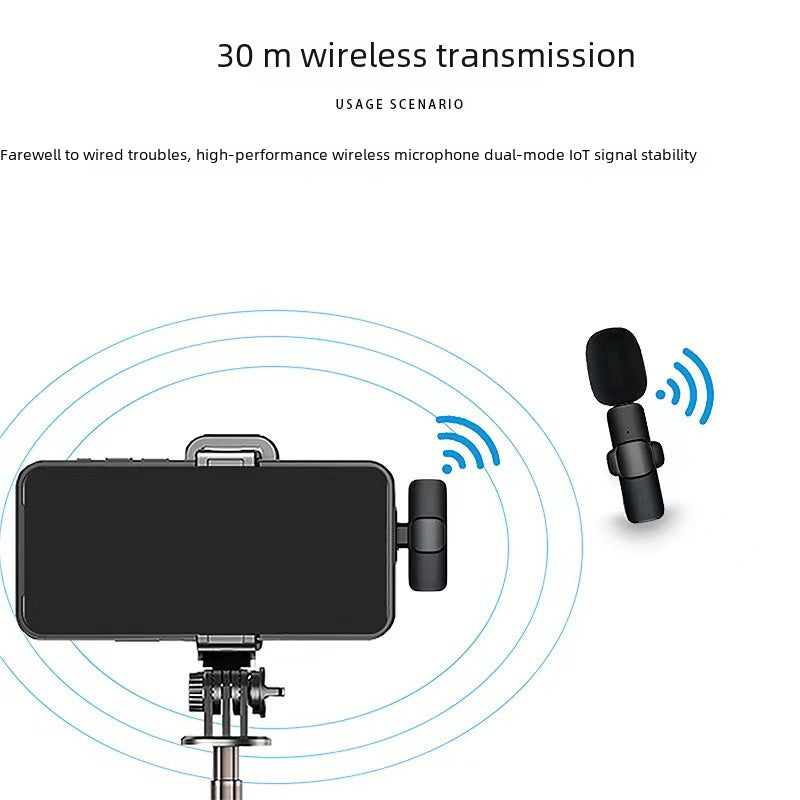 Cross-border TikTok wireless collar clip microphone outdoor mobile live streaming microphone short video recording radio noise reducing microphone clip