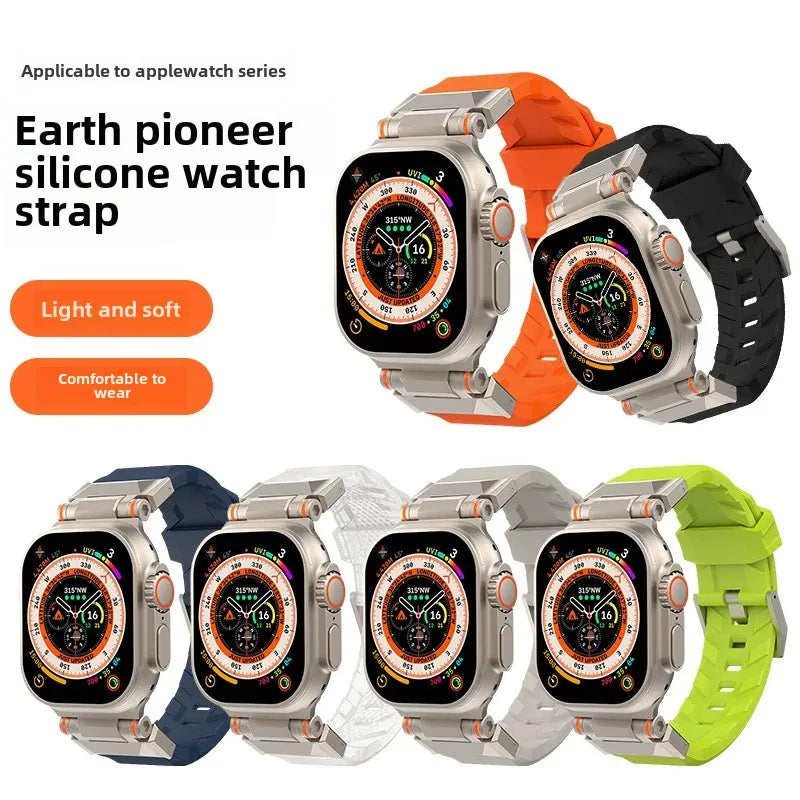 Applicable iwatch strap land pioneer strap applewatch Apple s9 smart watch silicone strap