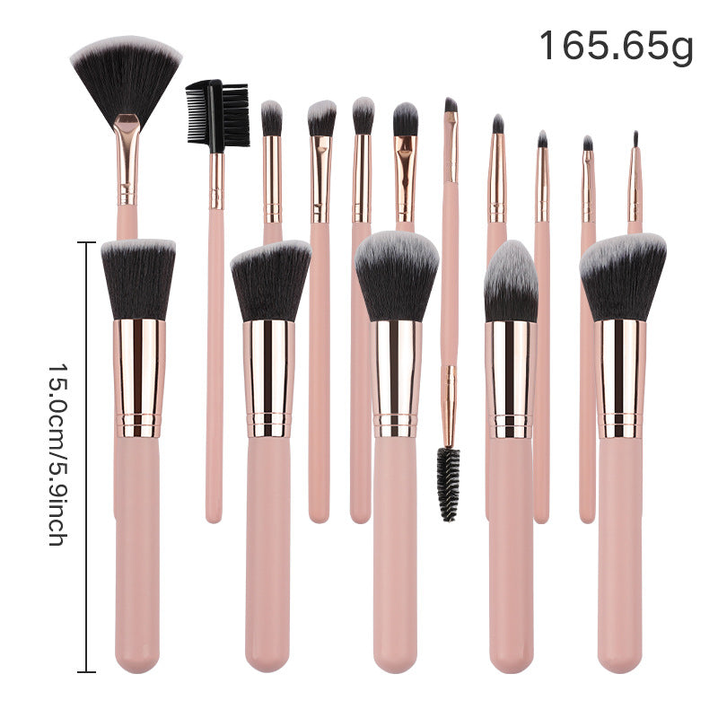 Cross-Border 16 pink makeup brushes suit rose gold makeup brush face powder foundation blush brush brow groomer makeup tools