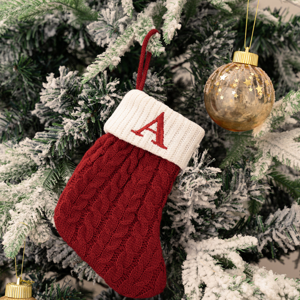 Cross-border cute letters Christmas stockings creative Christmas tree pendant Christmas style wool knitted socks decoration props