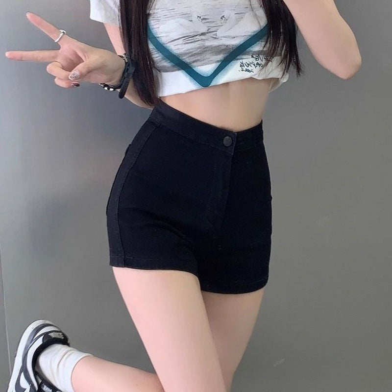 Light color split Denim skirt for women 2024 Summer new high waist raw hem ripped slimming mid-length A- line skirt