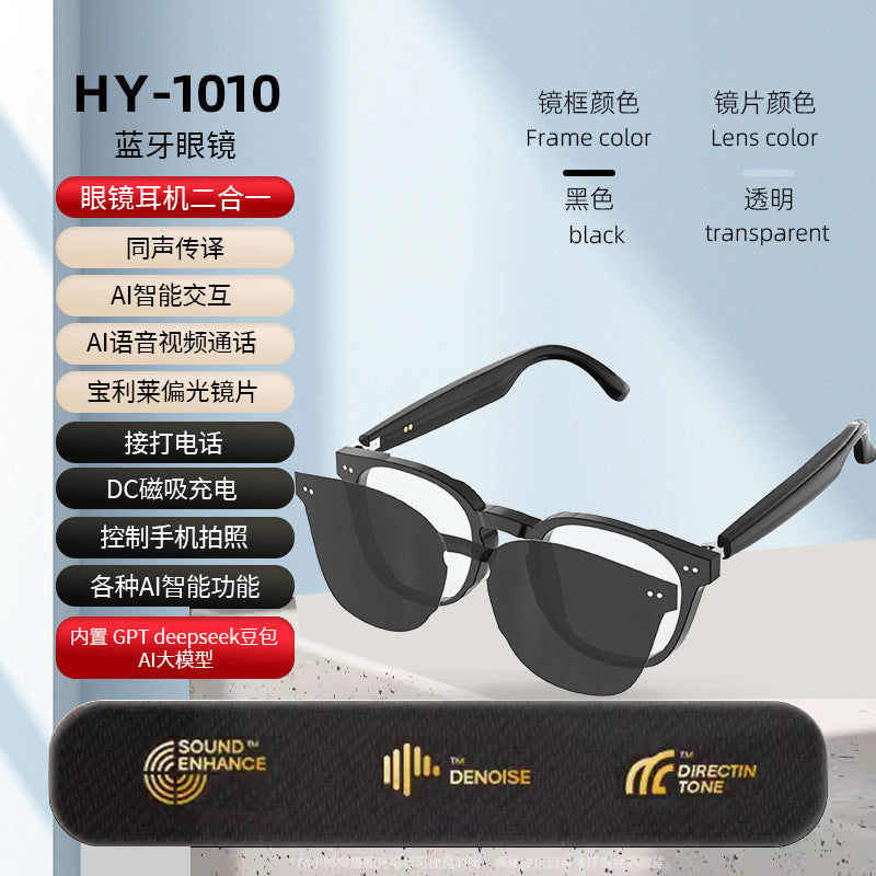 AI Smart Sunglasses – Real-Time Translation, Bluetooth & Music