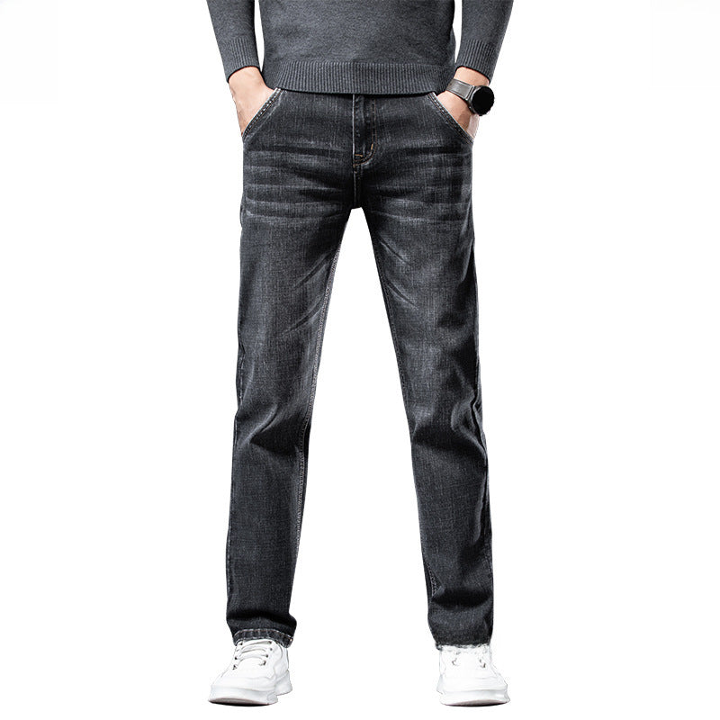 New summer thin stretch men's jeans slim fit business men's jeans men small straight pants