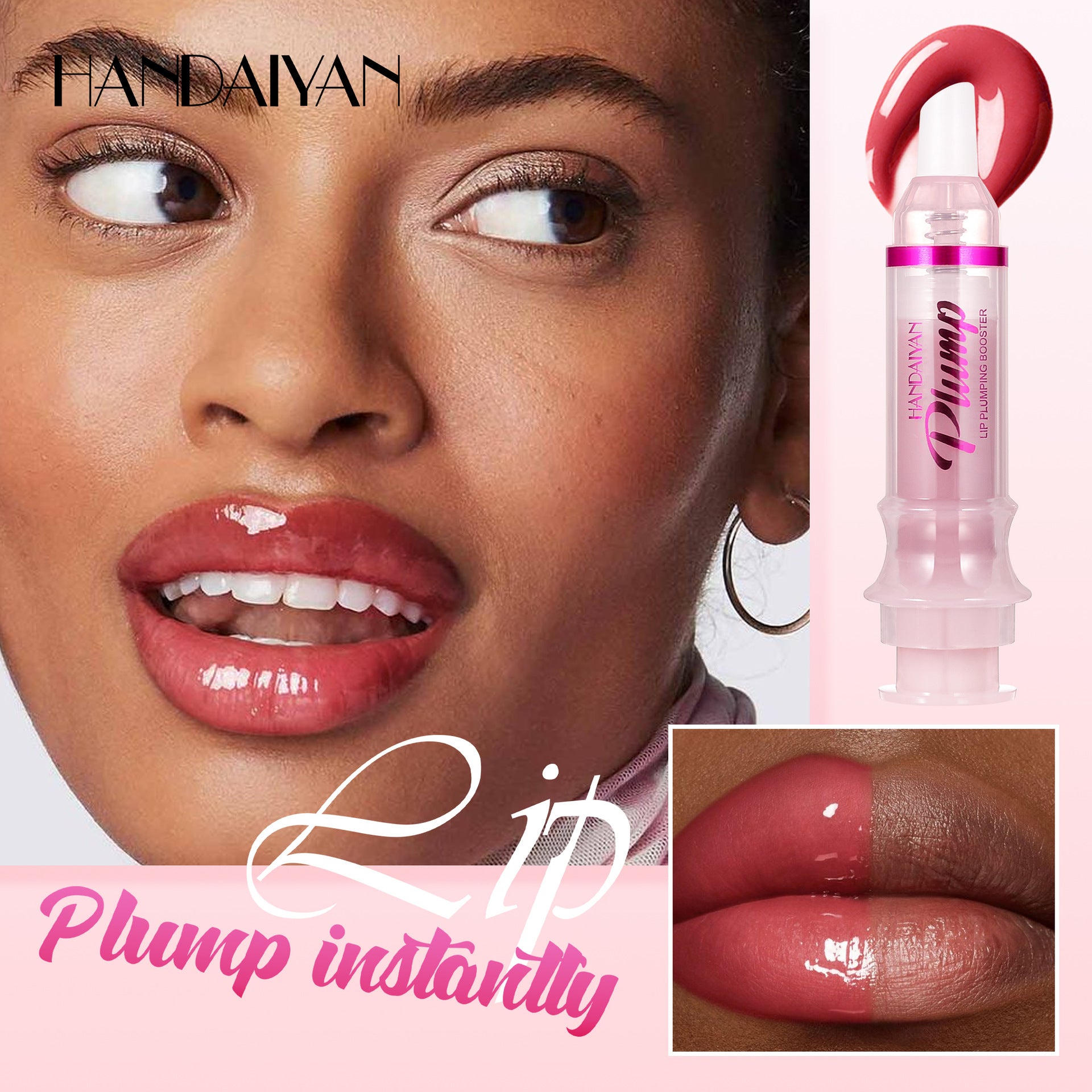 Cross-border lip lip gloss moisturizing full lips HANDAIYAN nourishing moisturizing easy to color syringe lip lip gloss