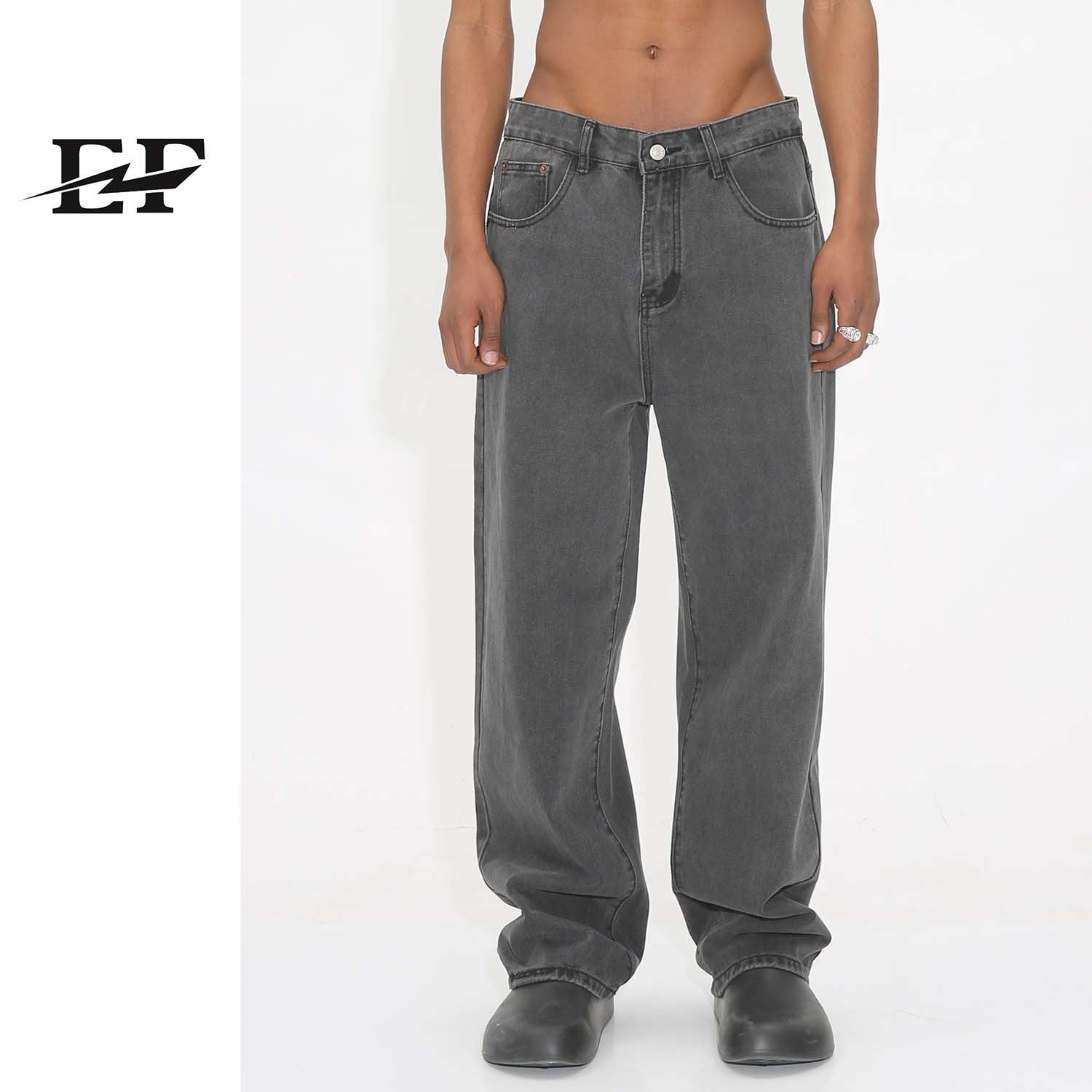 EF JEANS Korean Straight Jeans Men's Retro Loose Pants