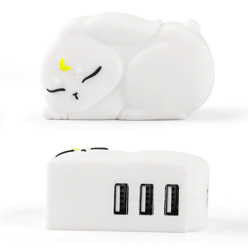 Cartoon USB HUB design animal cute Mid-Autumn Festival rabbit cat HUB converter U disk computer phablet