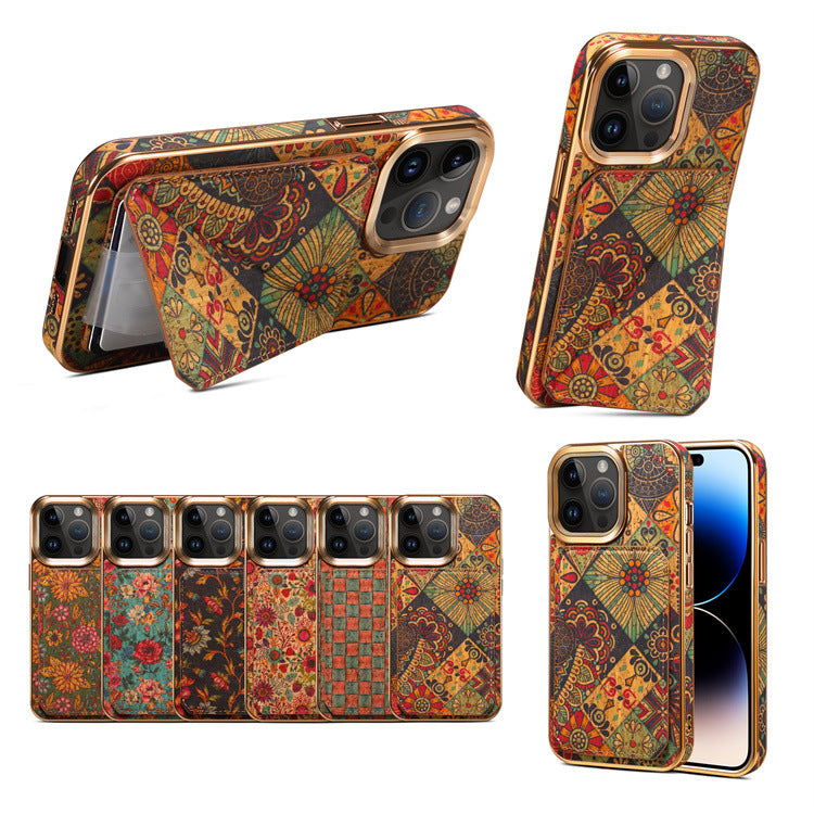 Denior foreign trade applicable iPhone15 phone case Apple 14promax drop-resistant bracket card phone case