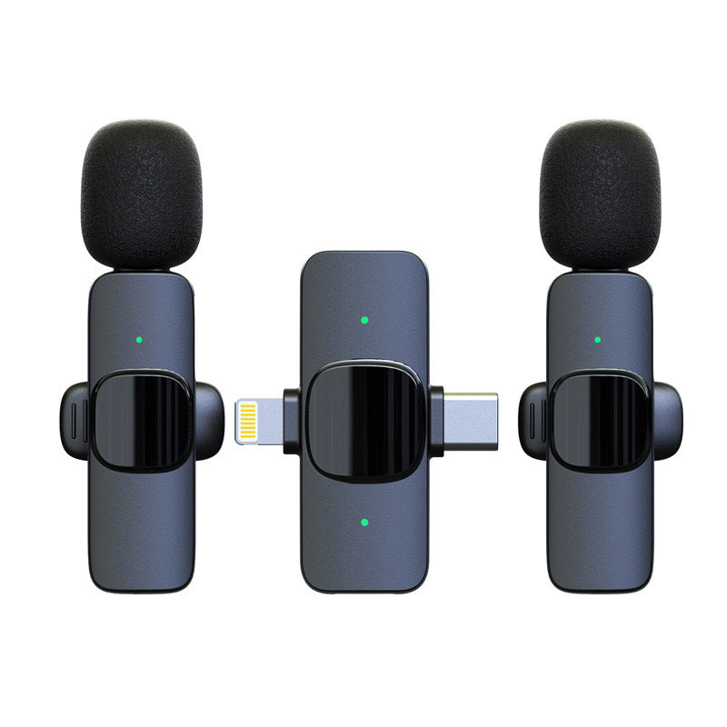 Cross-border TikTok wireless collar clip microphone outdoor mobile live streaming microphone short video recording radio noise reducing microphone clip