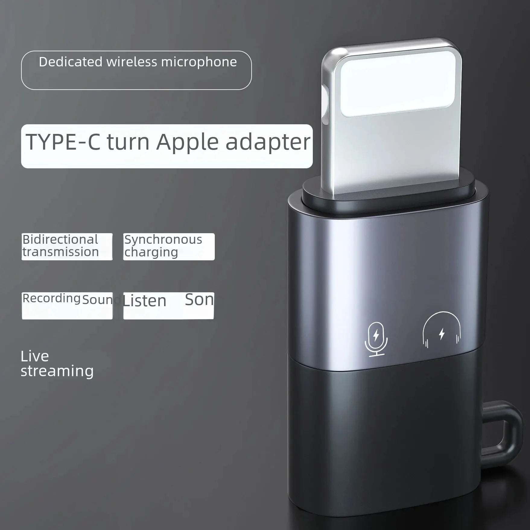 Applicable wireless microphone OTG Adapter Type-c to Apple TYPE-C digital headset to Apple Audio