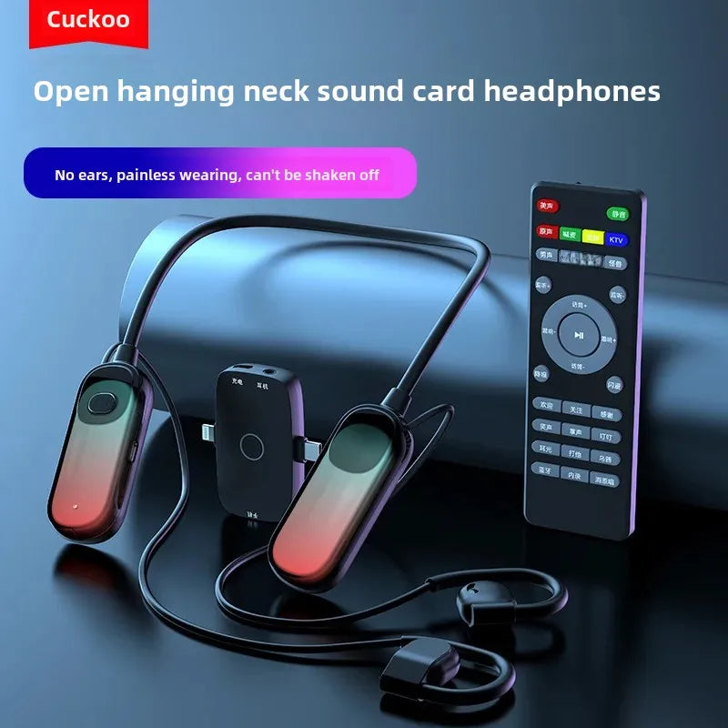 Cuckoo G10 sound card earphone integrated Internet celebrity wireless halter open outdoor professional singing microphone equipment