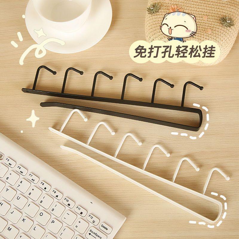 Cross-border kitchen iron cabinet storage hanger multi-functional row hook wardrobe organizer kitchen seamless nail-free hook