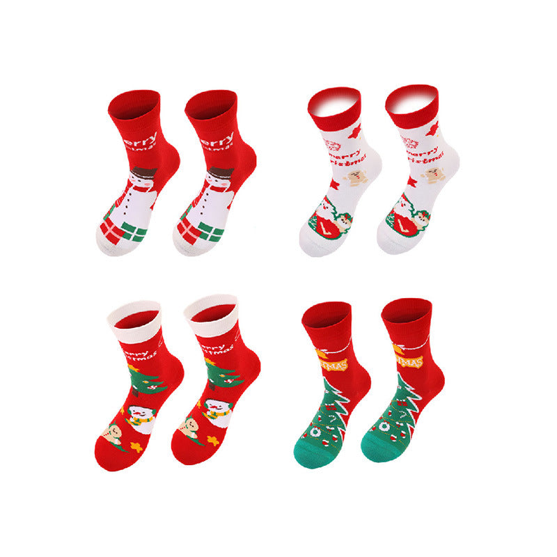 2025 Christmas socks gift box combed cotton socks autumn and winter one Amazon cross-border Christmas supply in stock red socks