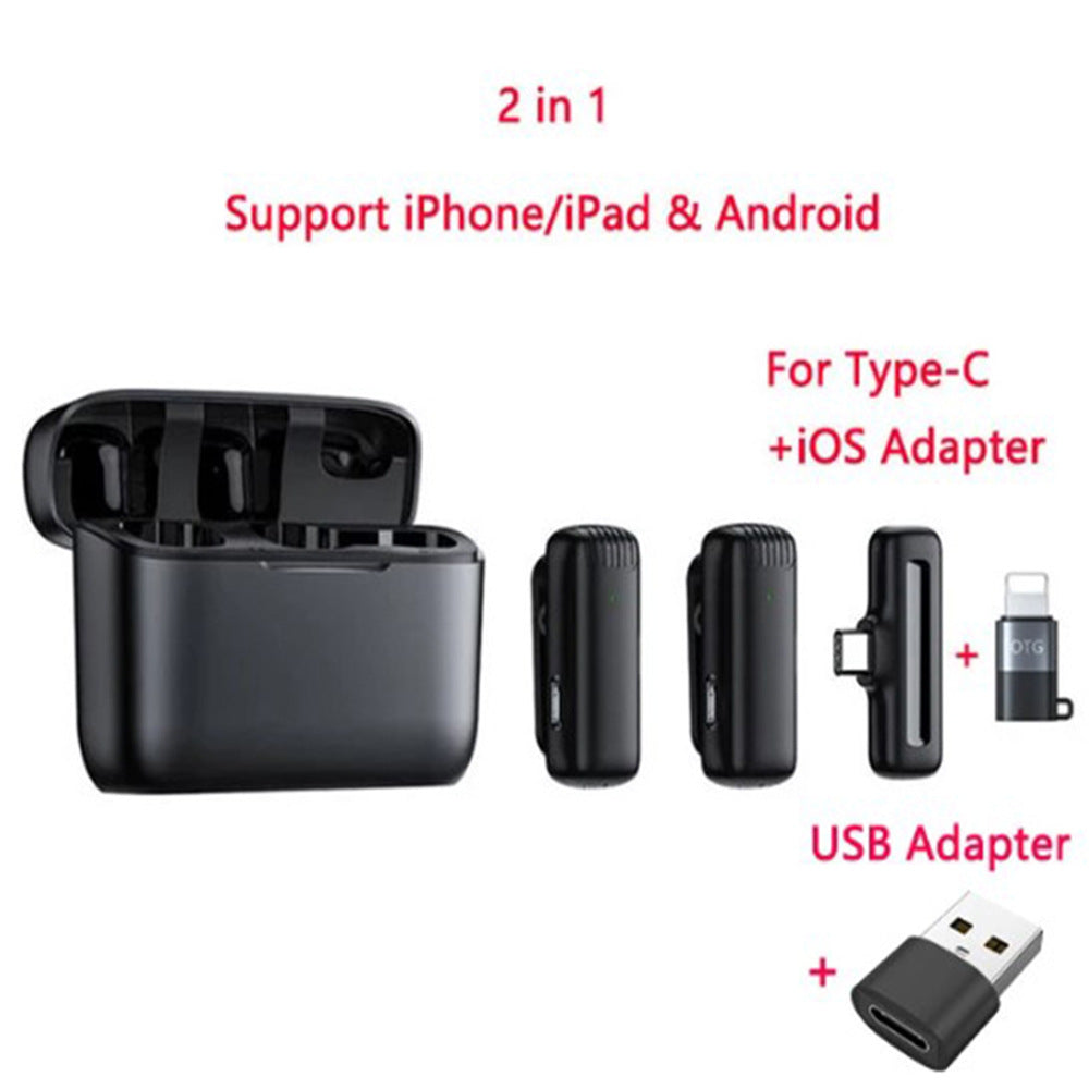 Wireless collar clip microphone J11/J13 one-to-two charging compartment outdoor mobile live streaming radio noise reduction microphone