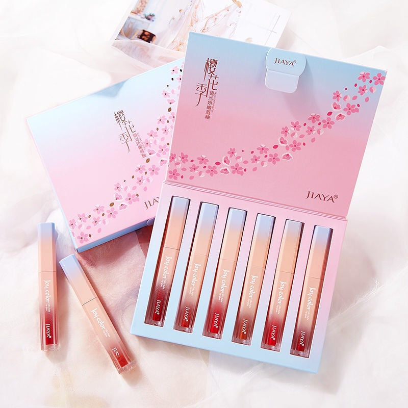 Jiaya liquid mirror light delicate cherry blossom lip lacquer six-color domestic goods niche student lip gloss female lipstick makeup manufacturer