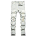 Foreign trade men's jeans high elastic ripped slim jeans men AliExpress men's jeans