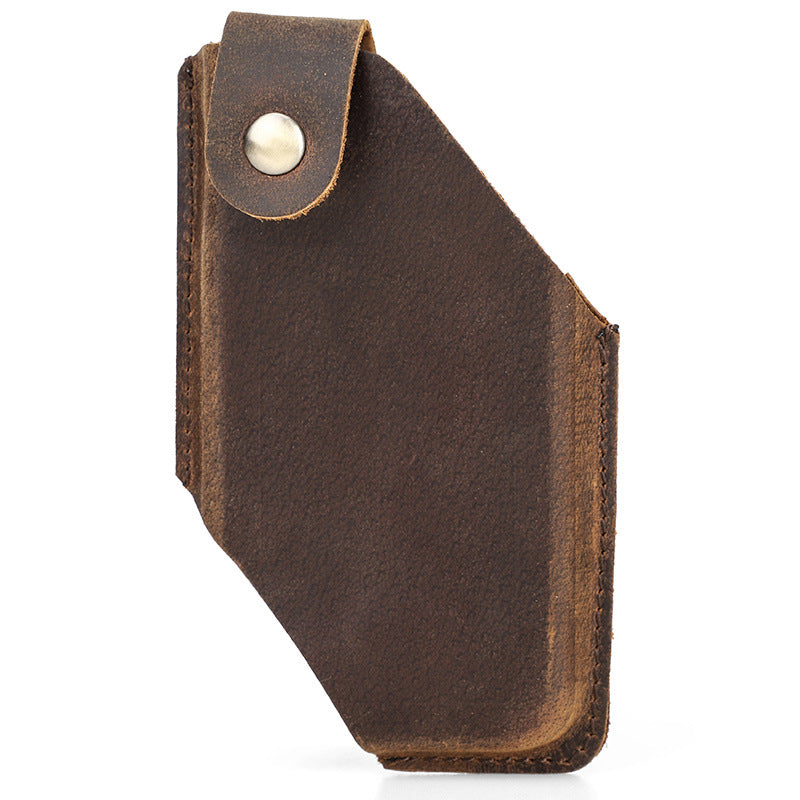 Applicable iPhone 16Pro mobile phone case Crazy Horse leather Apple 15 portable outdoors across leather belt mobile phone leather case