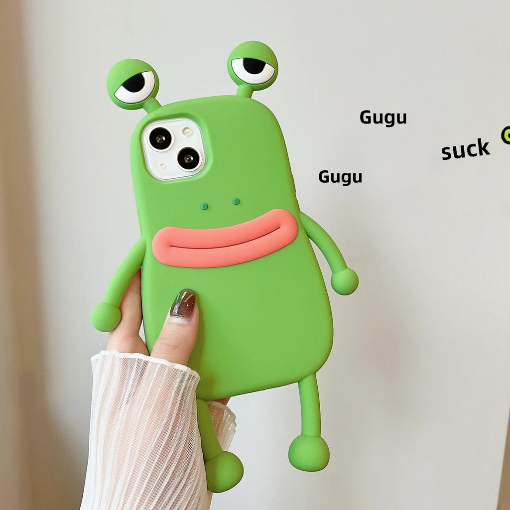 Funny green sausage frog iphone14pro max Apple 12 phone case applicable xs cartoon 13 soft glue
